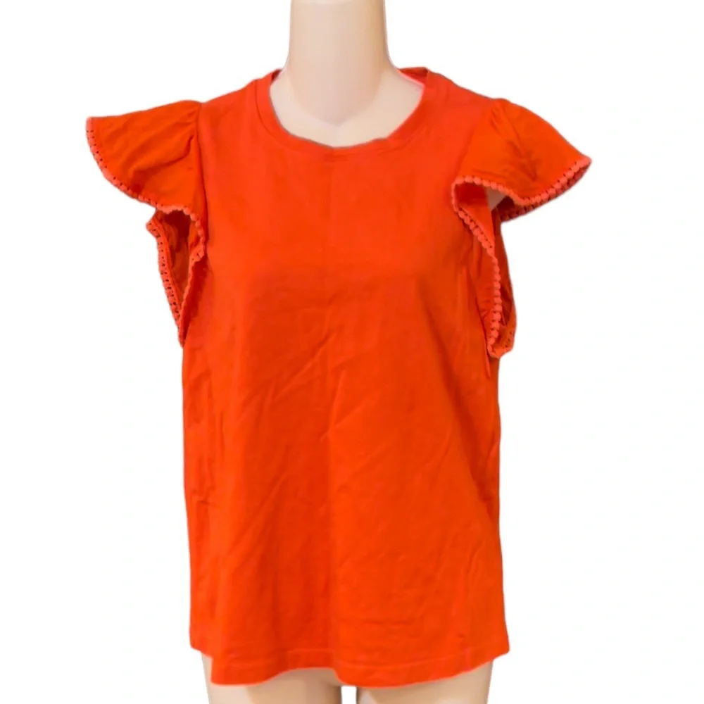 Kate Spade‎ Flutter Sleeve Broome Street Top Red Orange Cherry Pepper